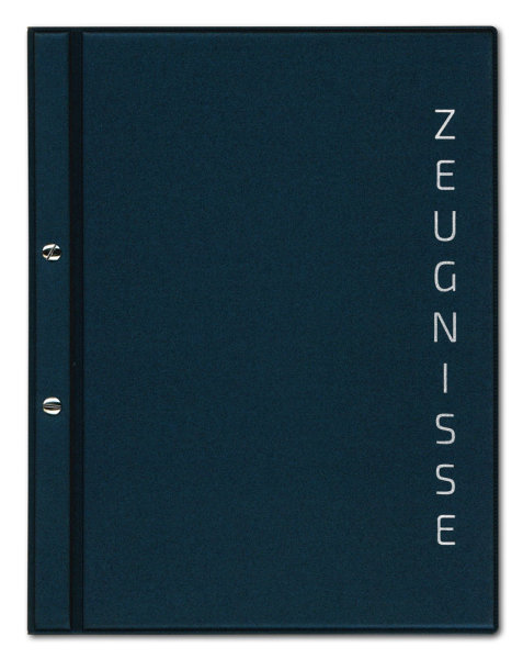 Zeugnismappe Saphirblau mit Silberprägung "Zeugnisse" Interieur PUR