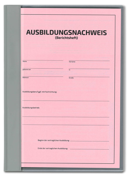 Ausbildungsnachweis Komplett-Set für ein Berufsbildungsjahr, kaufmännisch (Nachweisblock, Schnellhefter silbergrau, Deckblatt grün)