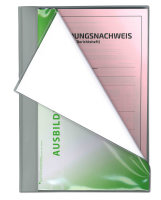 Ausbildungsnachweis Komplett-Set für ein Berufsbildungsjahr, kaufmännisch (Nachweisblock, Schnellhefter silbergrau, Deckblatt grün)