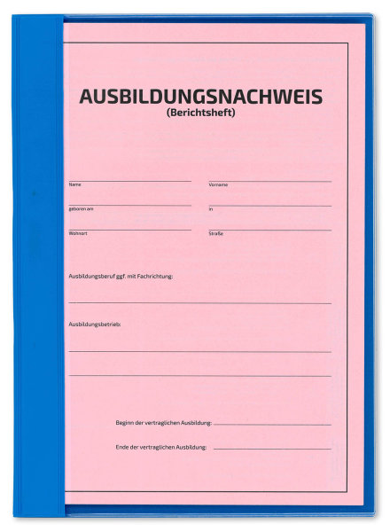 Ausbildungsnachweis Komplett-Set für ein Berufsbildungsjahr, kaufmännisch (Nachweisblock, Schnellhefter blau, Deckblatt blau)
