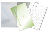 Komplett-Set für 1 Jahr  handwerkliche Berufsausbildung (Block für den Ausbildungsnachweis mit täglichem Eintrag Mo-Sa ohne Wochenbericht, Schnellhefter silbergrau, Deckblatt grün)