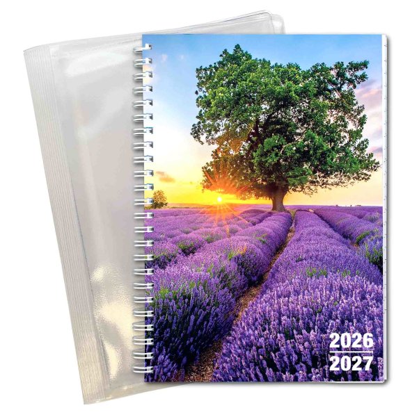 Set: F&L Lehrerkalender A5 mit Schutzhülle, Kompaktplaner 2026/2027, Spiralbindung, Motiv