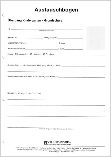 10er Pack Austauschbogen für den Übergang von Kita zur Grundschule