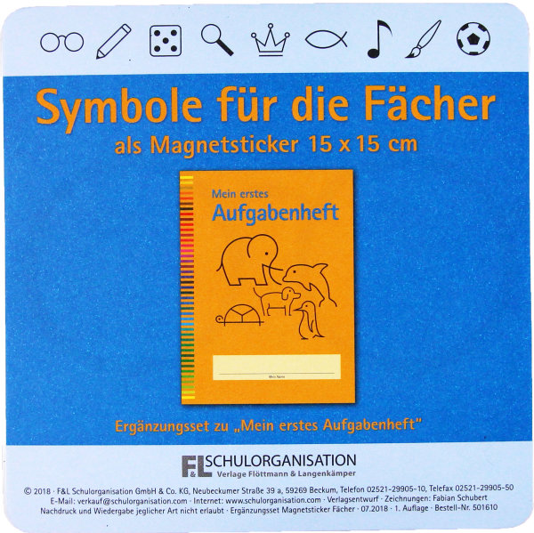 Tafel - Magnetsticker Symbole der Unterrichtsfächer, Primarstufe