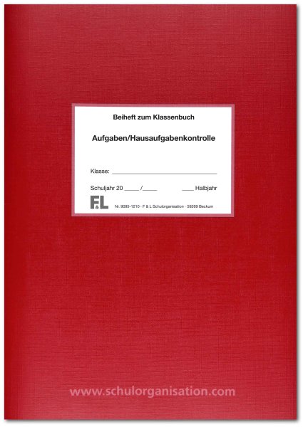 Aufgaben- /Hausaufgabenkontrolle, Beiheft zum Klassenbuch, A4