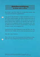 F&L Abholberechtigung für Kinder unter 3 Jahren,...