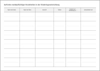 Meldepflichtige Krankheiten, Heft zur Dokumentation, Kita / Hort, A5 quer