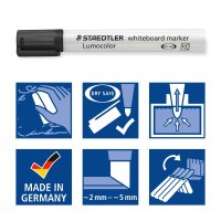 Whiteboard-Marker Lumocolor mit Keilspitze, schwarz, Linienbreite 2-5 mm
