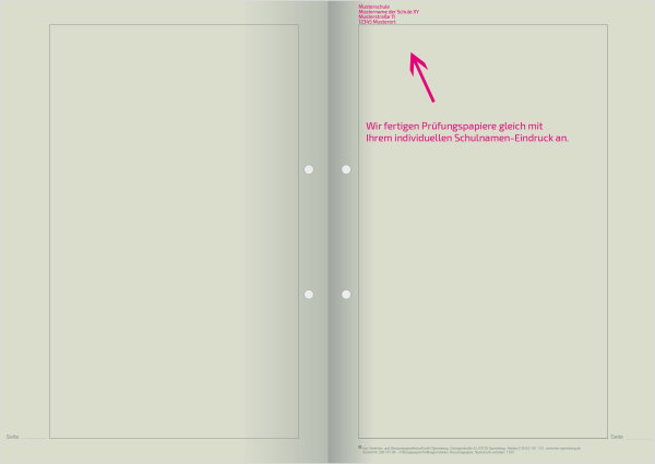 Hüllbogen blanko, ohne Kopfteil (Recycling), mit Eindruck des Schulnamens