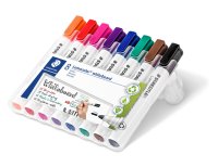 STAEDTLER Box mit 8 Lumocolor Whiteboard-Markern in sortierten Farben, Rundspitze