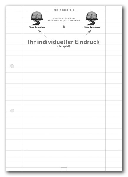 Einzelblatt liniert, Reinschrift mit Eindruck in S/W, 1 Pack zu 100 Blatt