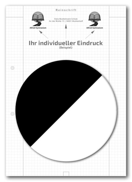 Einzelblatt kariert, Reinschrift mit Eindruck in S/W, 1 Pack zu 100 Blatt
