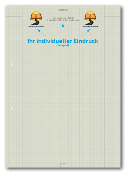 Einzelblatt kariert, Konzept (Recycling)