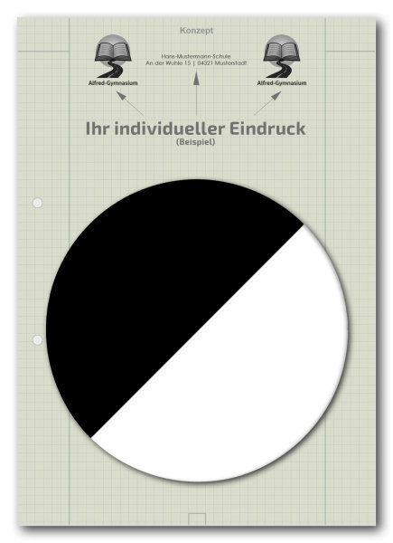 Einzelblatt kariert, Konzept (Recycling) mit Eindruck in S/W, 1 Pack zu 100 Blatt