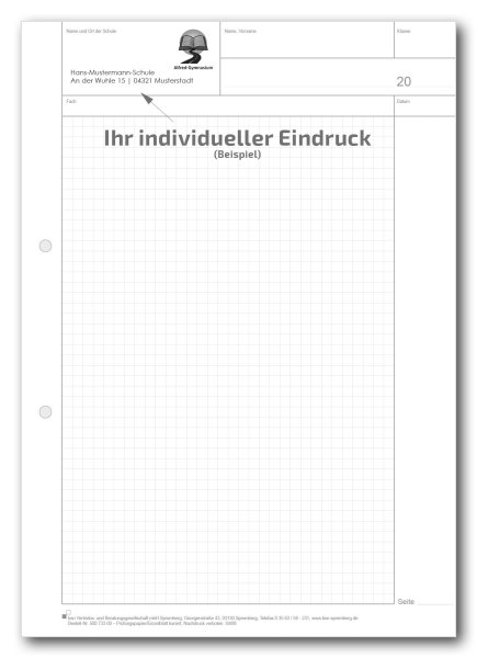 Einzelblatt kariert, mit Kopfteil