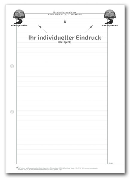Einzelblatt liniert, ohne Kopfteil, 1 Pack zu 100 Blatt