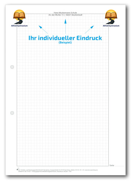 Einzelblatt kariert, ohne Kopfteil
