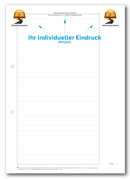 Einzelblatt liniert, ohne Kopfteil, Korrekturrand 4,5 cm