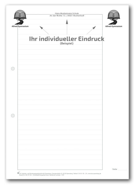 Einzelblatt liniert, ohne Kopfteil, Korrekturrand 4,5 cm