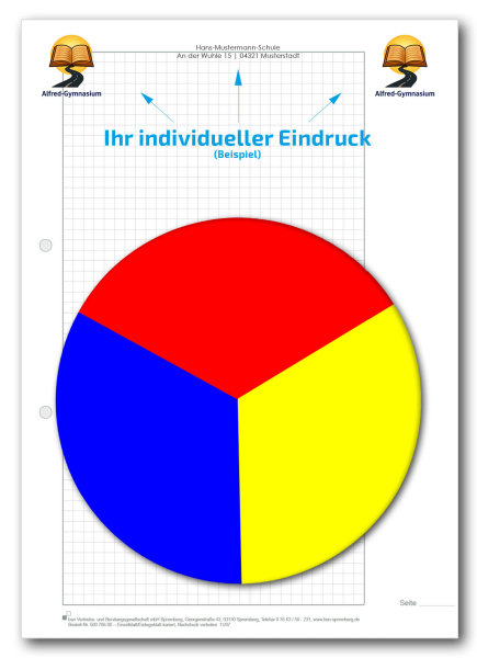 Einzelblatt kariert, ohne Kopfteil, Korrekturrand 4,5 cm mit Eindruck-Farbe, 1 Pack zu 100 Blatt