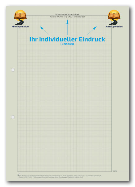 Einzelblatt kariert (Recycling), ohne Kopfteil