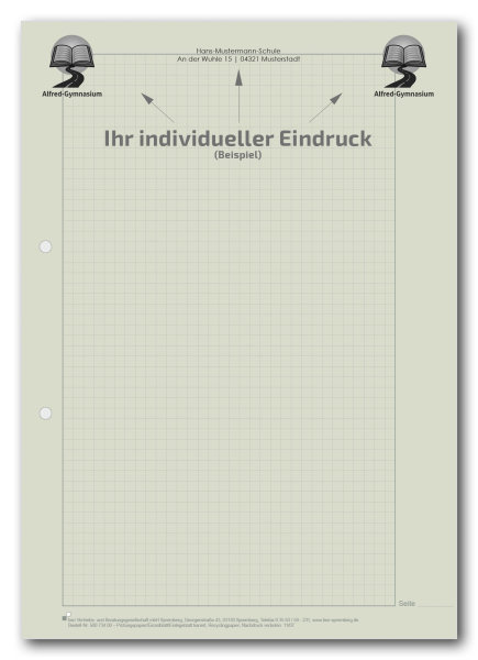 Einzelblatt kariert (Recycling), ohne Kopfteil