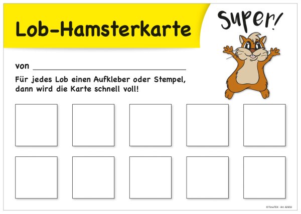 Lob-Hamsterkarte mit 10 Feldern, 25 Stück