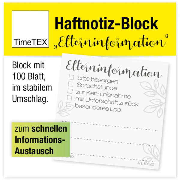 Haftnotiz-Block "Elterninformation", 65 mm x 65 mm, 100 Blatt