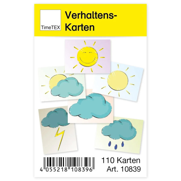 TimeTEX Verhaltens-Karten (Sonne, Wolke, Regen, Blitz) im Etui, 110 Stück