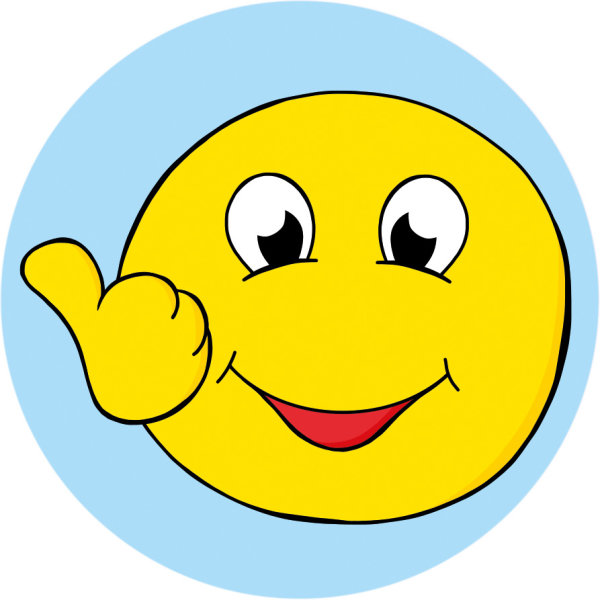 Belobigungs-Aufkleber "Gesicht Daumen hoch" in Spender-Box, 500 Stück