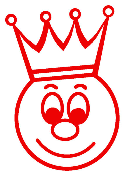 Siebdruck-Stempel "Perpetuum", "Gesicht mit Krone", Lobstempel zur Motivation