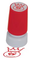 Siebdruck-Stempel "Perpetuum", "Gesicht mit Krone", Lobstempel zur Motivation