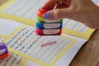 Siebdruck-Stempel "Perpetuum", 4 in 1, "Sonne und Wolken" zur Leistungsbeurteilung