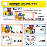 40 Stundenplan-Bildkarten für die Tafel, magnetisch, in Aufbewahrungsbox