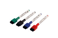 4er Set Folienstifte non permanent mit Filzwischer + Magnet, mehrfarbig