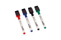 4er Set Folienstifte non permanent mit Filzwischer + Magnet, mehrfarbig
