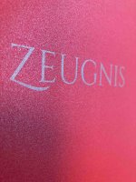 Premium Zeugnis-Überreichungsmappe rot metallic mit Silberdruck  - stilvoll und hochwertig