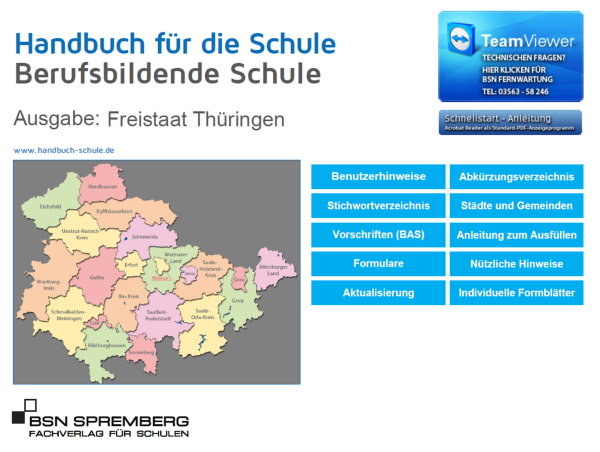Handbuch für Berufsschulen Thüringen – Aktuelles Schulrecht, Vorschriften & 700 rechtsgültige Vorlagen für Schulleitung, Lehrkräfte und Verwaltung (Ersteinrichtung, Aktualisierungen innerhalb des Schuljahres, Servicepauschale)