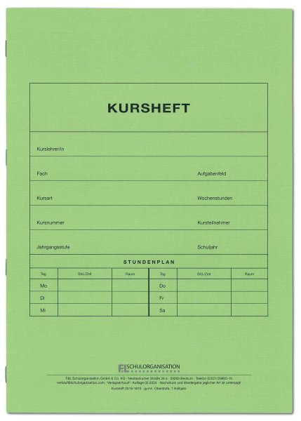 Kursheft Sek II, 1Kurshalbjahr, grün