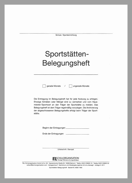 Sportstätten- Belegungsheft (F&L 9095-1990)