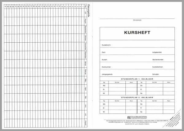 Kursheft Sek II, 2 Kurshalbjahre, rot