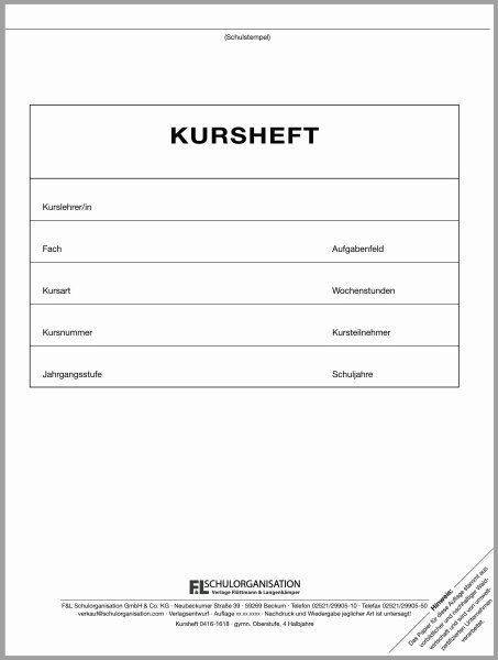 F&L Kursheft Sek II, 4 Kurshalbjahre, blau