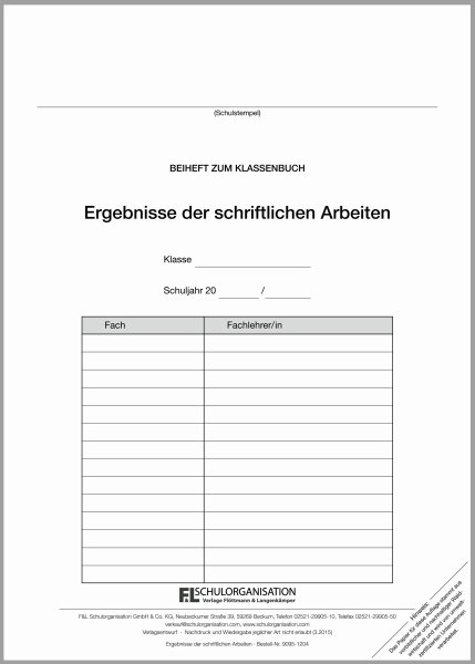 Ergebnisse der schriftlichen Arbeiten, rot