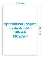 Spezial-Druckpapier unbedruckt, DIN A4, 120g/qm