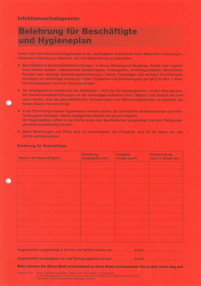 Belehrung Nach Dem Infektionsschutzgesetz Bescheinigung Infektionsschutzgesetz - Belehrung für Beschäftigte und Hygieneplan
