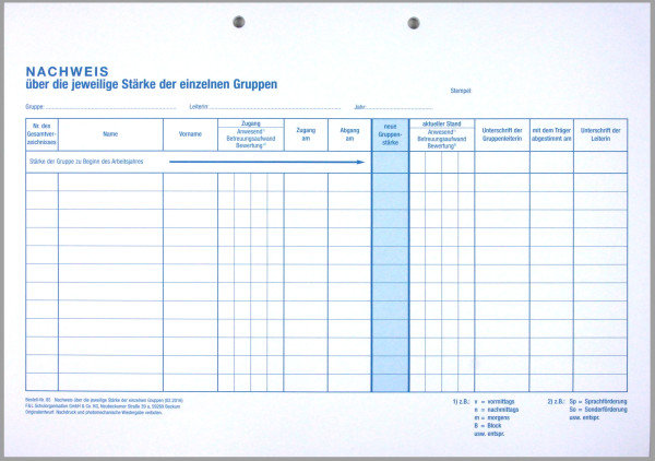 F&L Nachweis über Gruppenstärke