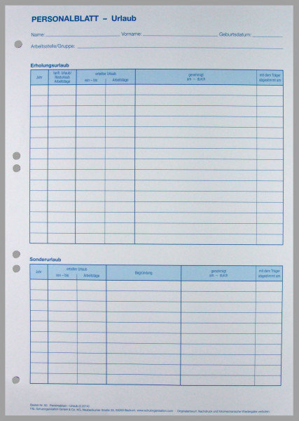 F&L Personalblatt Urlaub
