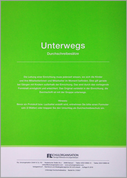 F&L Unterwegs als Durchschreibesatz