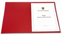 Premium Zeugnis-Überreichungsmappe rot metallic mit Silberdruck  - stilvoll und hochwertig 5er Set