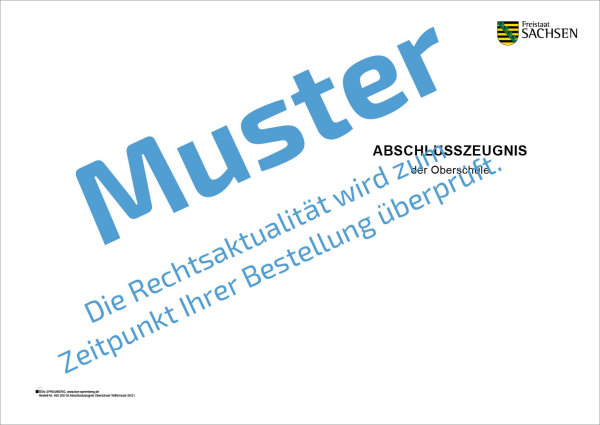 Abschlusszeugnis der Oberschule, Realschulabschluss, gefalzt